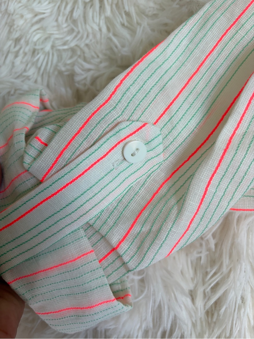 Milly Linen Button Front Shirt Dress Coverup Cream Neon Coral Green XS - Picture 11 of 14